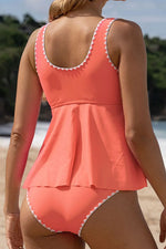 Scoop Neck Wide Strap Tankini Set - Ladyez
