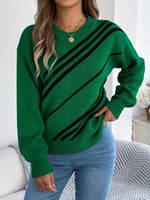 Striped Pattern Casual Round Neck Sweater
