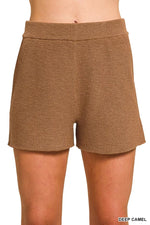 Zenana Round Neck Knit Top and Shorts Sweater Set