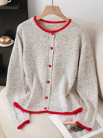 Contrast Trim Button Up Cardigan