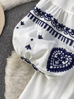 Embroidered Tie Neck Blouse