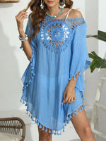 Tassel Crochet Round Neck Cover-Up - Ladyez