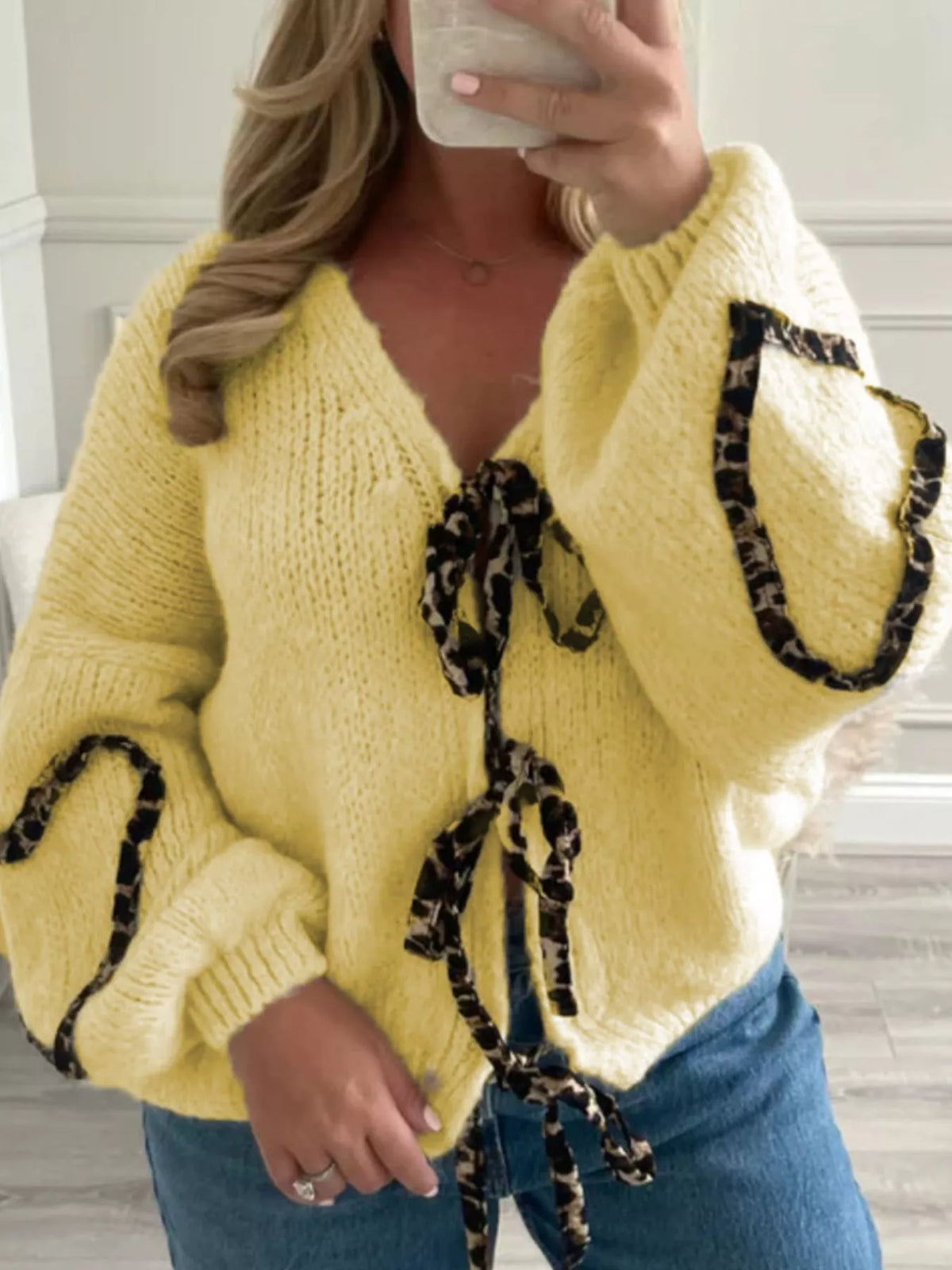 Tie Front Long Sleeve Sweater