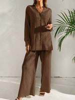 Long Sleeve Shirt & Wide Leg Pants Set