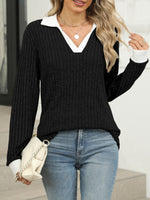 Ribbed Knit Long Sleeve T-Shirt