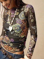 Floral Mesh Long Sleeve Top