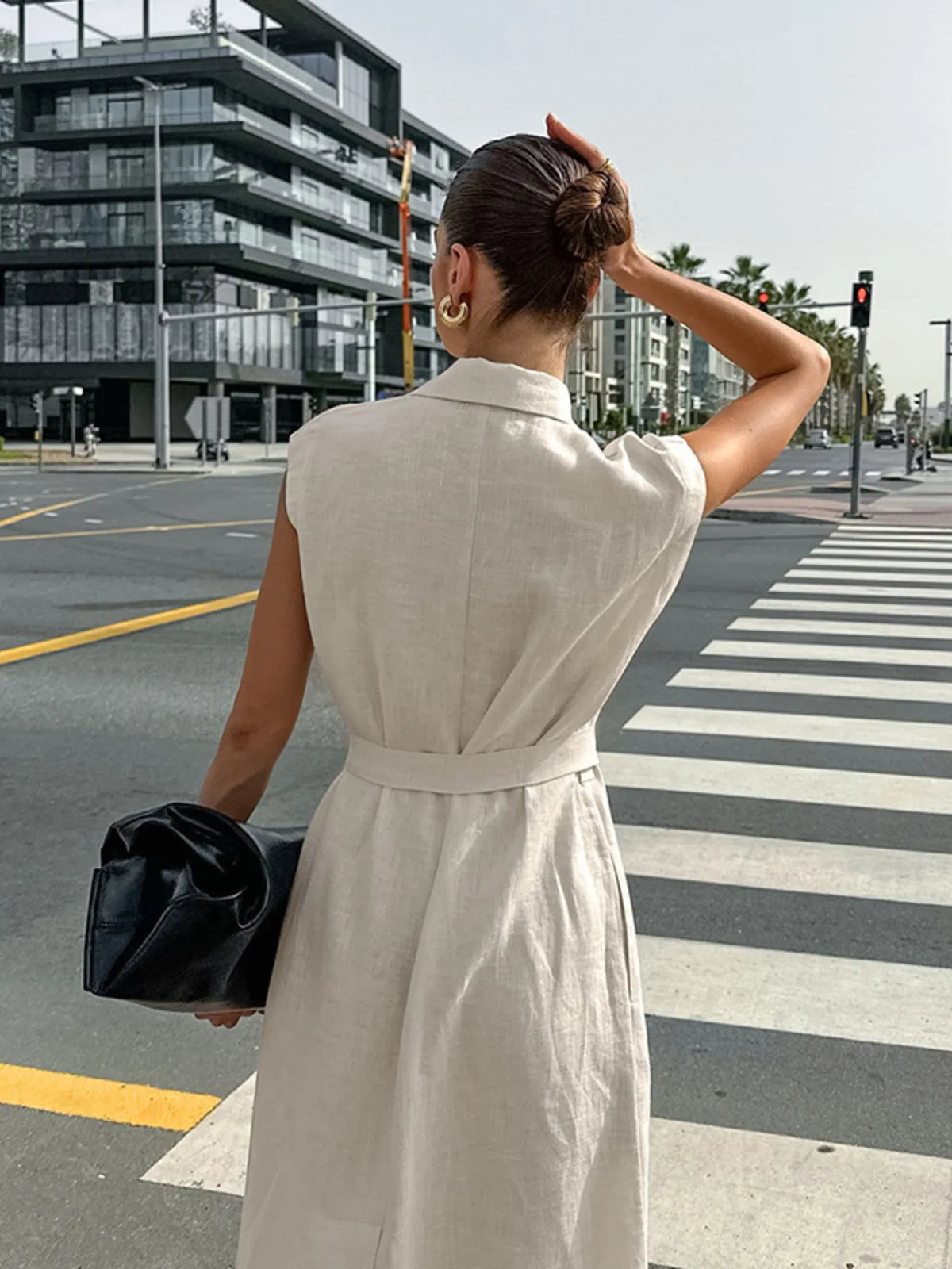 Tie Waist Cap Sleeve Maxi Dress - Ladyez