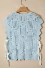Openwork Side Tie Knit Top