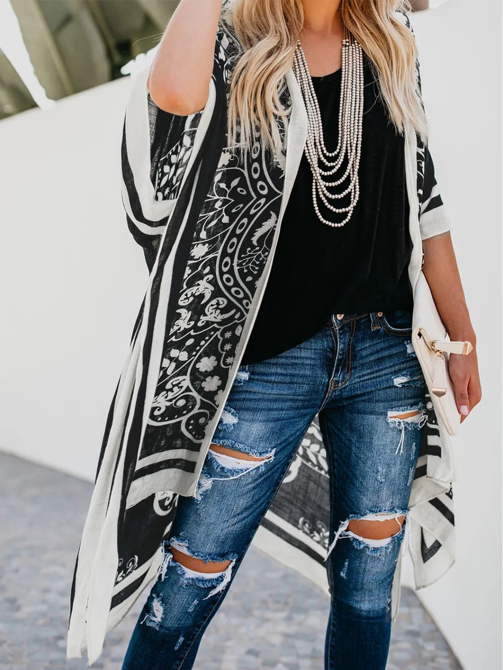 Printed Open Front Cover-Up - Ladyez