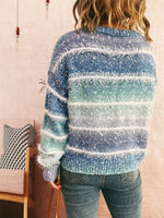 Gradient Striped Round Neck Sweater