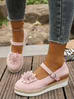 Flower Embellished Mary Jane Loafers
