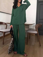 Button Up Long Sleeve Shirt and Pants Set