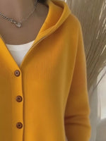 Full Size Hooded Button-Down Knit Cardigan Plus Size