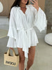 Bell Sleeve Tie Waist Mini Shirt Dress