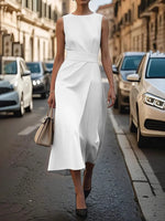 Round Neck Sleeveless Midi Dress - Ladyez