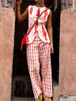 Fish Print Sleeveless Top and Pants Set