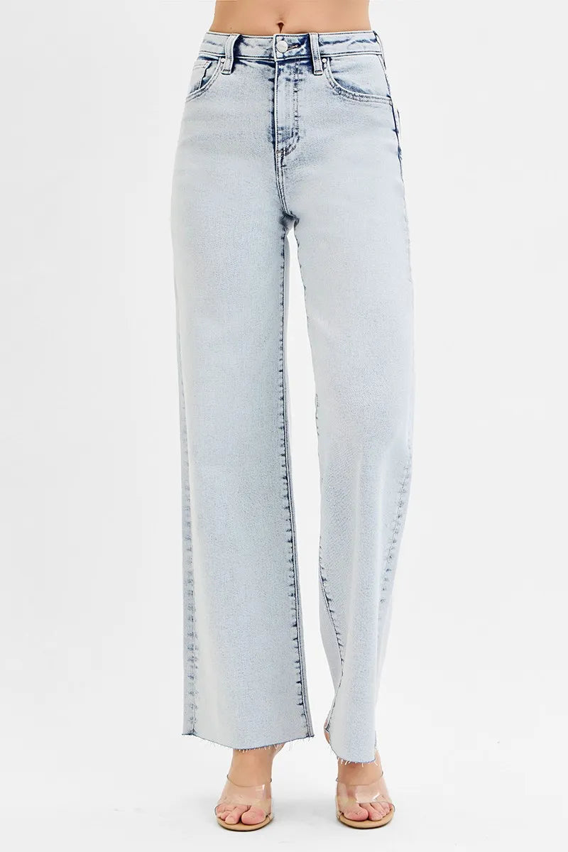 RISEN Full Size High Rise Wide Leg Jeans Plus Size - Ladyez