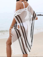 Open Front Contrast Openwork Cover-Up - Ladyez