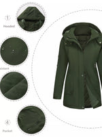 Full Size Hooded Mid-Length Windproof Outerwear Plus Size
