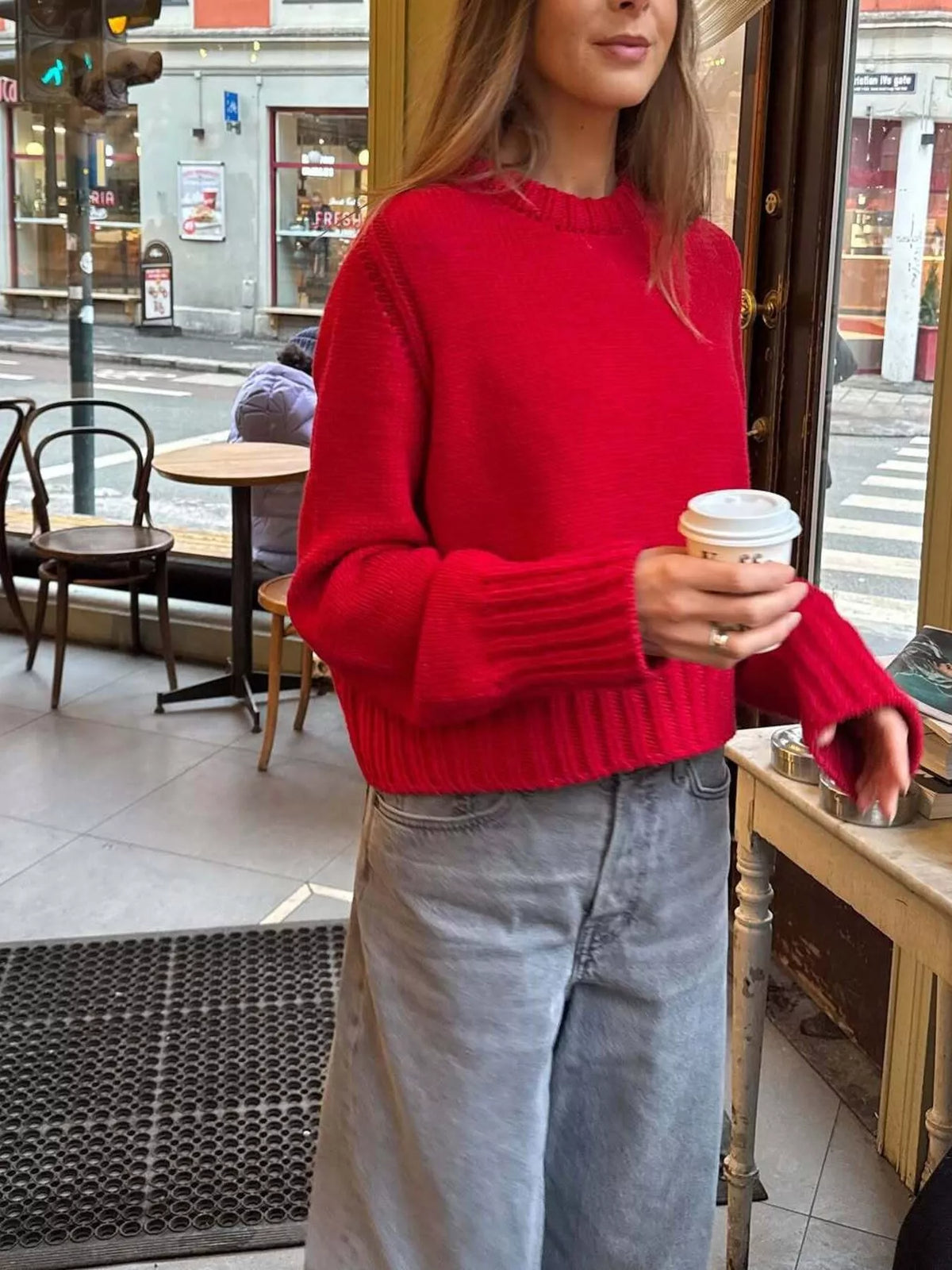 Ribbed Round Neck Sweater