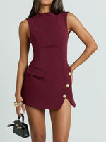Mock Neck Sleeveless Mini Dress