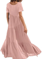 Round Neck Tiered Ruffle Maxi Dress - Ladyez