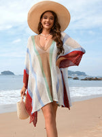Openwork Color Block Plunge Cover-Up - Ladyez