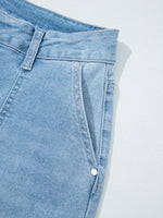 High Rise Barrel Relaxed Patch Pocket Jeans - Ladyez
