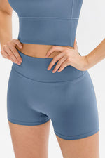 Slim Fit Wide Waistband Sports Shorts - Ladyez