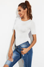 Round Neck Short Sleeve Bodysuit - Ladyez