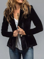 Velvet Lapel Collar Button Up Blazer
