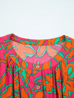 Floral Print Batwing Sleeve Buttoned Loose Fit Shirt