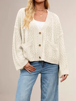 Cable Knit Button-Down Cardigan