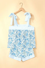 Floral Print Tie-Strap Top and Shorts Set