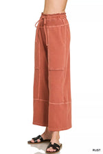 Zenana French Terry Washed Exposed-seam Wide Leg Pants