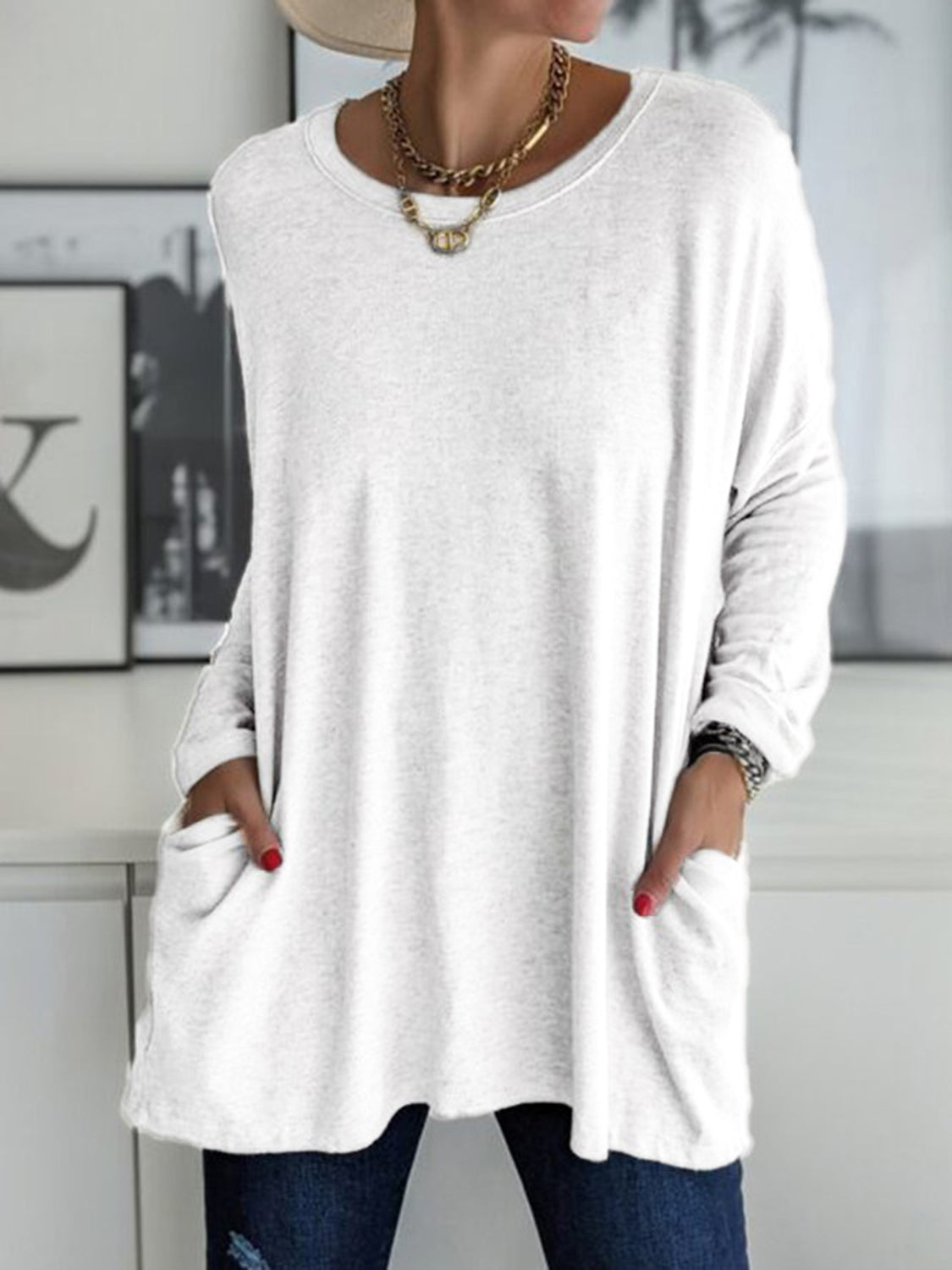 Full Size Round Neck Long Sleeve T-Shirt - Ladyez