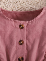Children's Ruffle Trim Button Front Top and Shorts Set