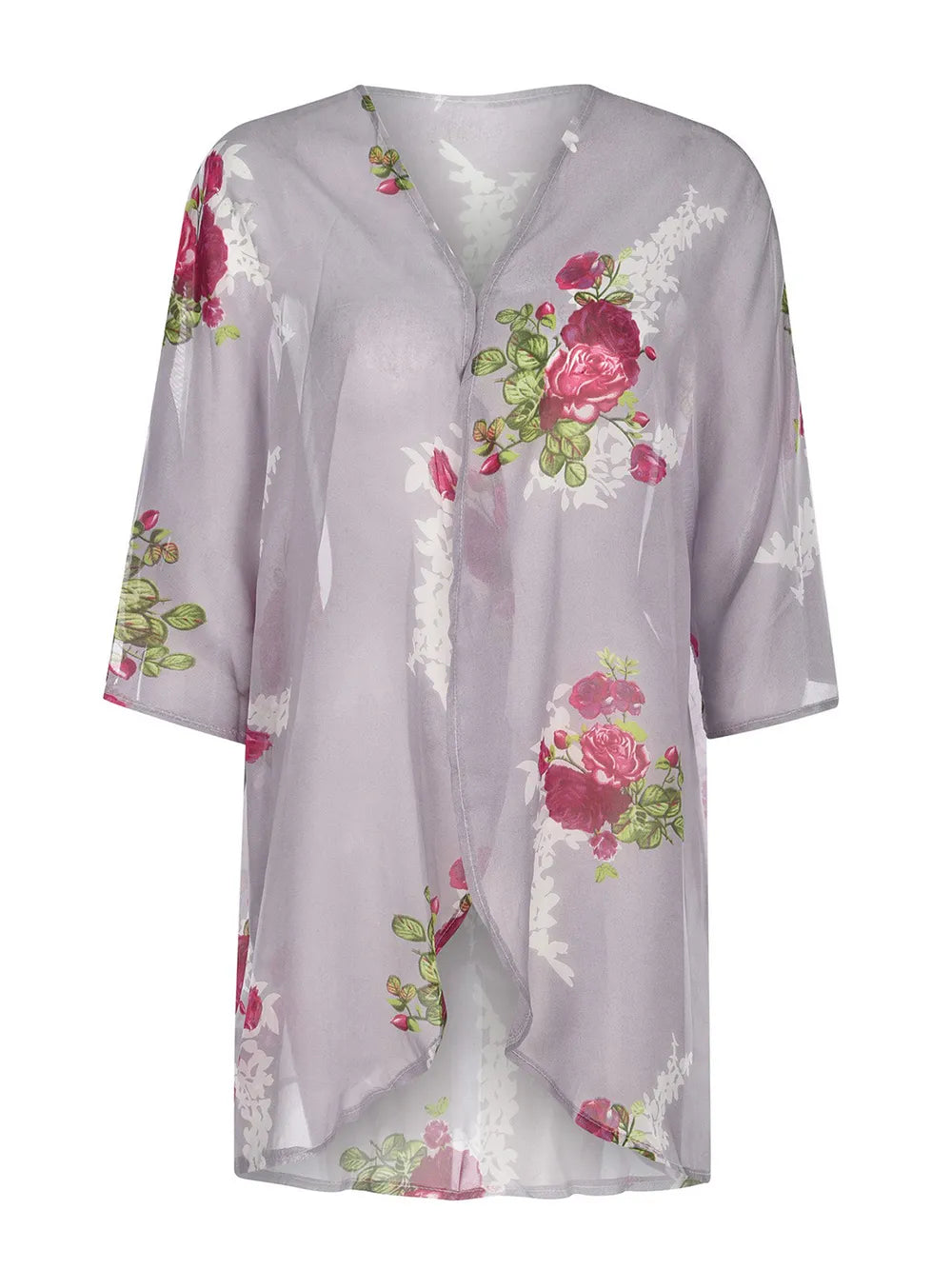 Open Front Half Sleeve Cover-Up - Ladyez