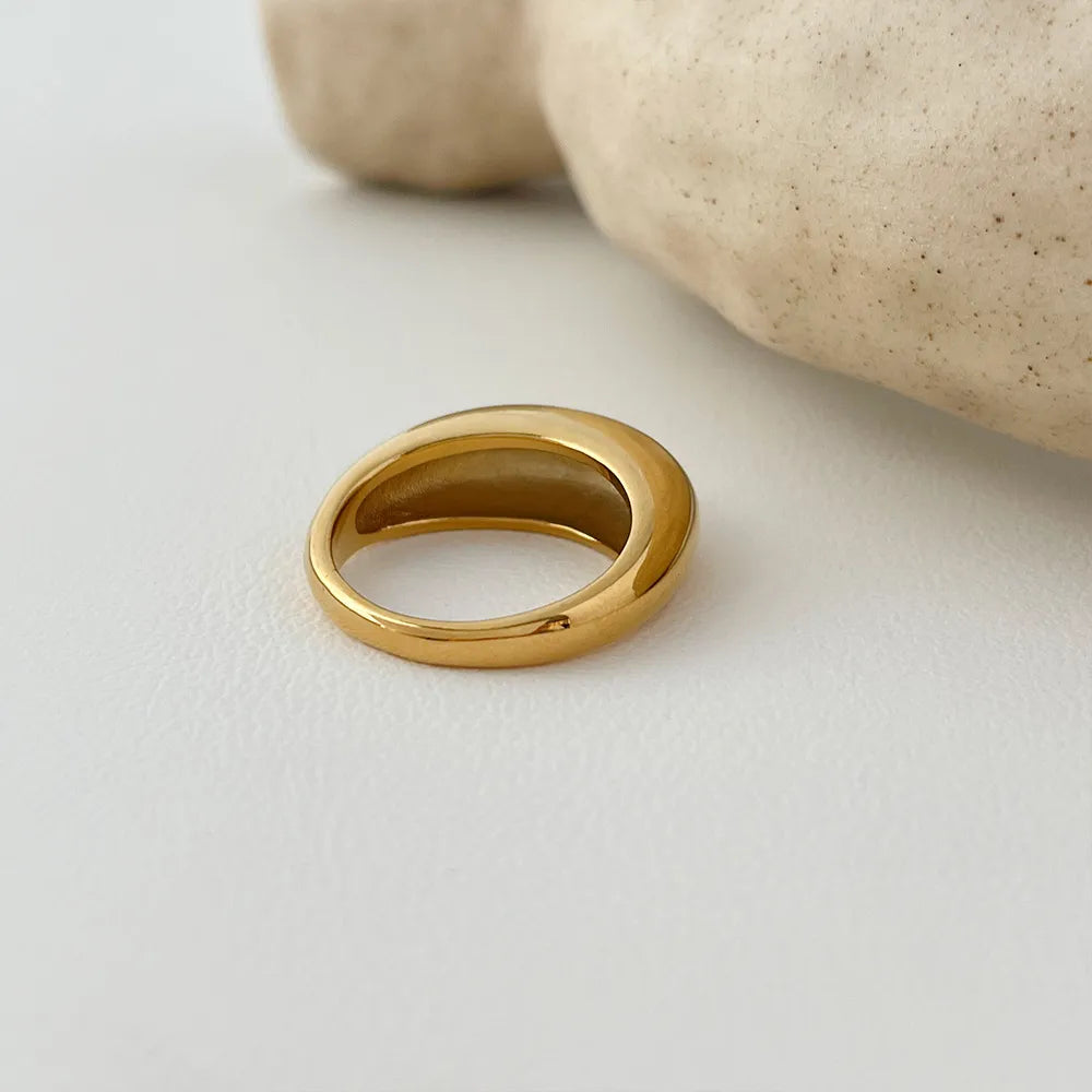 18K Gold Plated Polished Dome Ring - Ladyez
