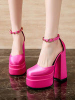 Platform High Heel Ankle Strap Pumps - Ladyez