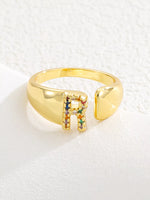 18K Gold-Plated Zircon Letter Ring