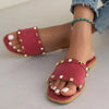 Studded Open Toe Flats Sandals