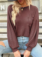 Waffle Knit Round Neck Top