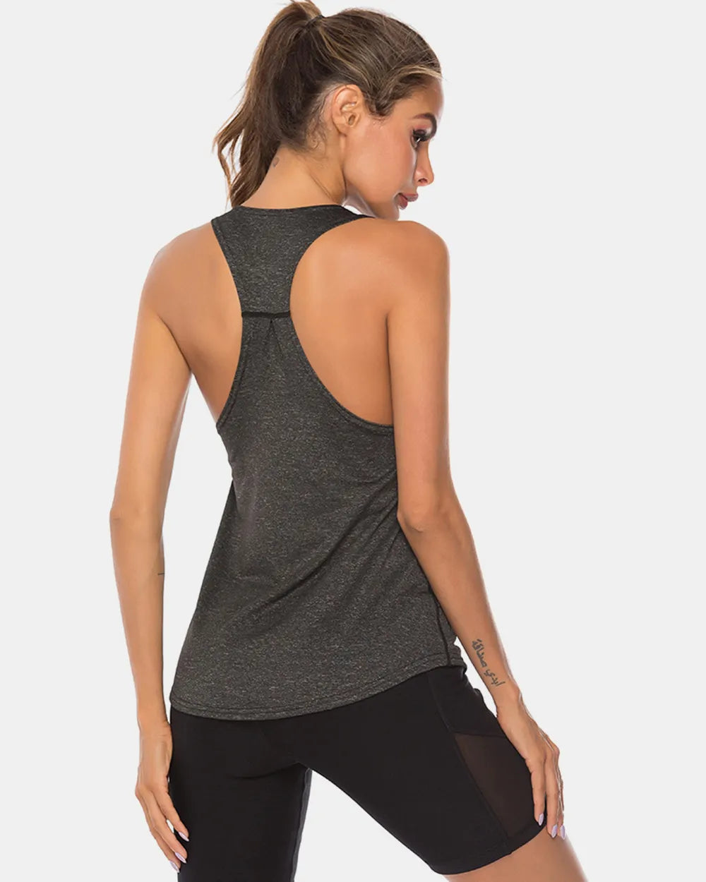 Full Size Scoop Neck Wide Strap Active Tank - Ladyez