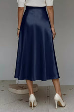 Satin A-Line Midi Skirt