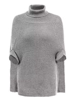 Turtleneck Knitted Cape Sweater