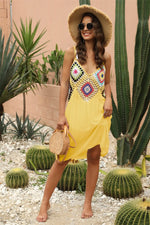 Geometric V-Neck Spaghetti Strap Cover Up Dress - Ladyez