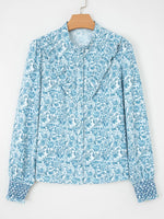 Floral Button Up Puff Sleeve Shirt