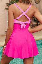 Crisscross V-Neck One-Piece Swimwear - Ladyez