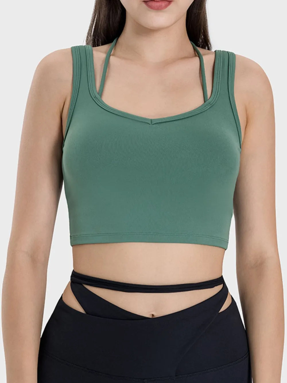 Millennia Crisscross Square Neck Active Tank - Ladyez